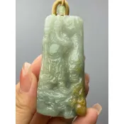 J1446(附證書）天然翡翠。關公關聖帝君武財神吊飾