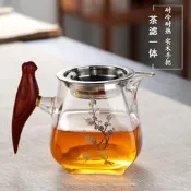 【品質保證】梵師新款茶具公道杯耐高溫加厚木把具茶漏壹體套裝分茶器茶海日式茶具 家用茶具 簡約茶具 紫砂茶具