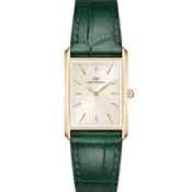 Daniel Wellington 香檳金森林綠皮帶摩登方錶 DW00100695 22x32mm DW手錶 台灣公司貨