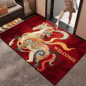玄關地墊 防滑入戶門腳墊 防水耐髒腳踏墊 喜慶喬遷地墊（120*180cm）