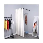 (店+)試衣間 換衣間 隔斷門簾 鐵藝牆角L型試衣間門簾布簾服裝店更衣室窗簾牆角試衣簾換衣間