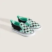 【VANS】官方旗艦 Slip-On V 小童款黑白色棋盤格滑板鞋(童鞋)