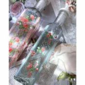 小羊兒鄉村家居 ｛現貨 附發票｝現貨速發 鄉村 玫瑰 玻璃 調理罐 油罐 2入組 粉 綠色 公主風 歐式 生活用品 居家生活 廚房用品
