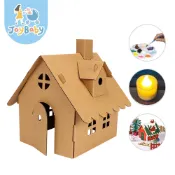 JOYBABY DIY彩繪紙屋 摺紙模型 組裝玩具 美勞教具 聖誕薑餅屋 親子互動玩具