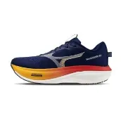 【MIZUNO 美津濃】Wave Rider 男鞋 藍黃橘色 寬楦 緩震 透氣 路跑 運動 慢跑鞋 J1GM262154