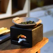 沐沐~日式粗陶蠟燭烘茶爐 復古烤茶爐 陶瓷茶葉提香器 功夫茶具 醒茶溫茶爐