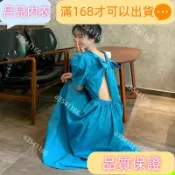 月兒内衣👙法式溫柔風 泡泡袖連衣裙 收腰顯瘦 後背蝴蝶結鏤空 初戀連衣裙 甜美減齡 純欲辣妹 氣質大裙擺🫦月兒精選