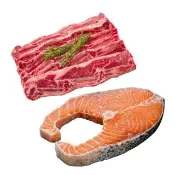 【海鮮大王】安格斯牛小排鮭魚雙拼組（牛小排*2+鮭魚*2/共4片）海陸拼盤 超值組 中秋燒烤
