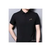 (店+)特價高檔桑蠶絲上衣中年夏季短袖寬鬆大碼金錢豹翻領polo新款