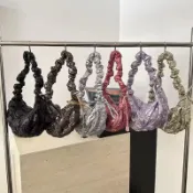褶皱包,時尚繡線,百搭休閒餃子包