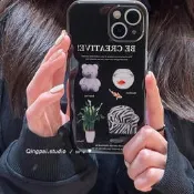 ins卡通適用iphone13promax黑色蘋果12手機殼新款11女x網紅個性潮