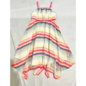 H&M女童條紋洋裝海邊渡假洋裝長洋 110cm 4-5y
