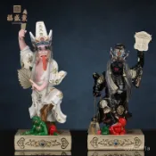 黑白無常像七爺八爺神像謝必安範無咎將軍大伯爺二伯爺樹脂擺件