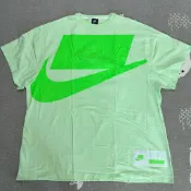 二手 nike 女款 oversize 長版 五分袖 淺綠色 短袖T恤上衣/洋裝 F size