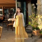 💕美胖穿搭💕大碼洋裝 吊帶長裙大码300斤女装奶黄豹纹碎花吊带裙新款胖mm收腰蝴蝶结甜酷风长裙大擺胖 MM 洋裝大碼