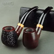 【可開發票】手工實木黑檀石楠木煙鬥老式旱煙袋鍋子過濾彎式男士煙鬥煙草專用