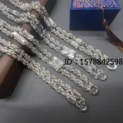 朱大福珠寶 男士足銀項鍊 精工鑽砂圓管麻花項鍊 車花六角管項鍊 白銀999 男士60公分套頭項鍊 純銀項鍊 送禮附帶證
