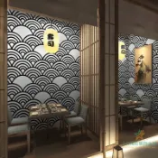✨限時*下殺✨和風墻紙日係裝修日式風格個性日本料理拉麵壽司店海浪浮世繪壁紙