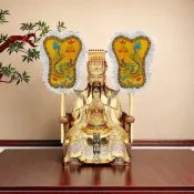 刺繡雙龍日月扇神像神龕裝飾龍紋繡花雙龍日月扇媽祖日月芭蕉扇 特賣Z