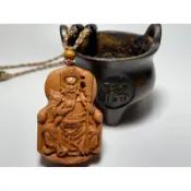 桃木雕飾天上聖母&彌勒佛&觀音菩薩&關聖帝君&五色線七色線編織可調式項鍊