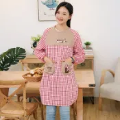 協貿國際日用品生活3館 秋冬款棉帶袖子反穿衣工作服可愛幸福樹廚房長袖全包防污罩衣男女