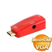 【Autobuy購物中心】Mini HDMI to VGA with Audio 轉接頭《紅色》