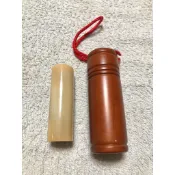 ✨大里開運印章坊（開運刻印）✨ 6分圓特A級素面白赤牛角贈紫檀木筒2990元（含刻
