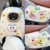 海綿寶寶派大星電動車貼紙雅迪九號臺鈴卡通趣味車貼劃痕遮擋貼畵 LT04