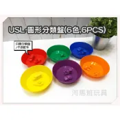 遊思樂-T1011A01/圓形分類盤(6色,6PCS)訓練小朋友的手眼協調 顏色認知 邏輯遊戲 數學遊戲商檢合格-河馬班