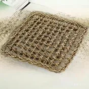 台灣現貨方形編織墊多規格餐桌隔熱墊越南水草繩編織寵物墊蜥蜴吊床