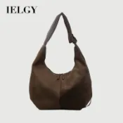 IELGY 女士腋下包 復古通勤麂皮絨時尚大容量餃子包