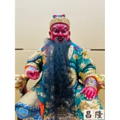 「昌隆」 一尺三連座 關聖帝君 關公 文衡聖帝 關老爺 樟木製 實木雕刻 金身 神像 神尊 神明 拜拜 佛具 1尺3