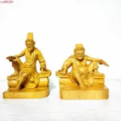 ✨七爺八爺平安雕像手工家居桌面喜財謝必安范無救黑無常白無常擺件