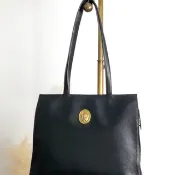 【日本直送 名牌中古包】Christian Dior 手提包 黑色 橢圓 Logo 皮革 托特包 vintage 7e6azr