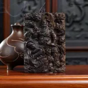 🙏大師開光🙏芽莊沉香木雕刻關聖帝君九龍關公 掛件 武財神吊墜項鍊手把件工藝品