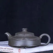 【星月】臺灣回流老茶壺宜興原礦紫砂名家早期范祖德純手工豆青泥合菱壺