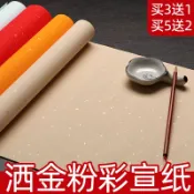 協貿國際日用品生活館 宣紙書法專用紙灑金粉彩書法作品紙彩色宣紙四尺整張書法紙半生半熟彩宣六尺仿古對開國展作品紙毛筆書法小楷