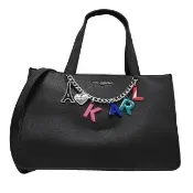 【KARL LAGERFELD 卡爾】卡爾老佛爺LOGO金屬吊飾手提包斜背包