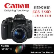 【攝界】全新 CANON 750D + 18-55 STM KIT 公司貨 國旅卡 送32G+相機包+防潮箱+遙控器