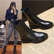 頭層牛皮馬丁靴女2026秋冬新款真皮靴子內增高女鞋厚底短靴潮長靴女靴馬丁靴防水靴中筒靴短靴時尚靴靴子