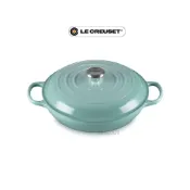 (店+)【Le Creuset】Le Creuset Sega 薄荷綠 淺圓鍋 淺鍋 淺底鍋 壽喜燒鍋 淺圓鑄鐵鍋 鑄鐵鍋 30cm 新款 無盒