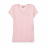 美國百分百【Ralph Lauren】V領 T恤 RL 短袖 T-shirt Polo 素面 小馬 粉紅色 女 I398