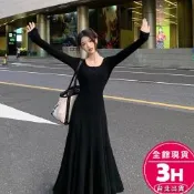 【梨卡】隔日到貨 女裝 上衣 洋裝 連身裙 魚尾裙長裙 簡約連身裙 修身性感顯瘦 保暖顯瘦洋裝 WT152【現貨24H】