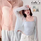 LULUS/溫柔壓紋排釦透膚木耳邊上衣４色【A01260392】網紗 罩衫 小外套260603
