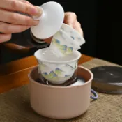 喜挖2店 白瓷蓋碗旅行茶具套裝（一壺二杯）快客杯可攜式易收納 定