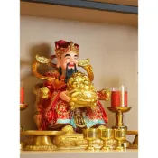 (店+)喜可xekoro2025年新款仿銅彩文財神爺擺件家用請財神像佛像招財供奉客廳拜神