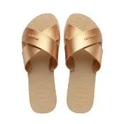 【havaianas 哈瓦仕】拖鞋 女鞋 涼鞋 復古 羅馬 交叉鞋帶 Aqua Metallic 金 4148866-0570W(哈瓦士)