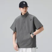 (店+)🚀虧本衝評&限時下殺🔥T恤 短袖T恤 短袖上衣 夏季男裝 美式戶外半拉鏈短袖POLO衫男夏季潮牌立領雙口袋速幹T恤