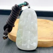 現貨 天然翡翠A貨 緬甸玉 細糯種 糯冰 關公 御龍關公 關聖帝君 翡翠掛件 項鍊 雕工精細 翡翠珠寶 琪臻珠寶
