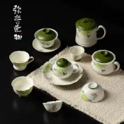 新款小衆高顔值茶具 彌言小青柑手繪蝴蝶牡丹陶瓷蓋碗茶壺茶杯合集家用小清新茶具套裝